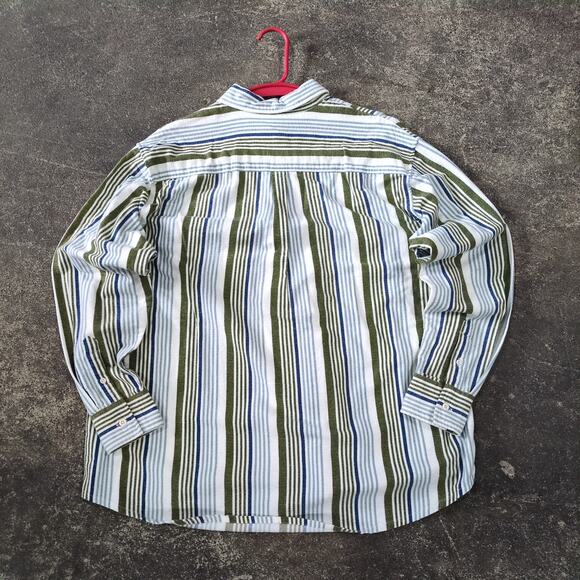 Quiksilver Flannel Shirt Mens M White Striped Beach Button Up Long Sleeve Surf - Picture 3 of 8